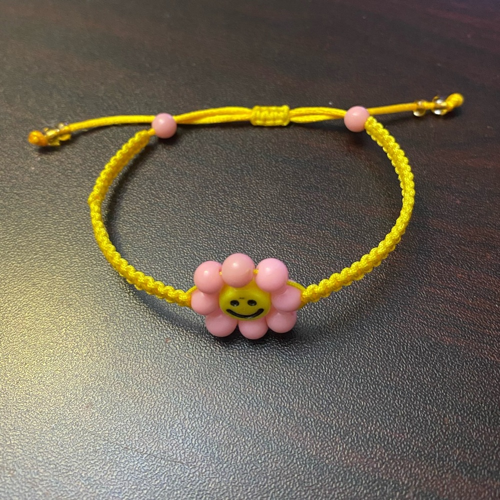 Smiley Flower Bracelet in Pink and Yellow